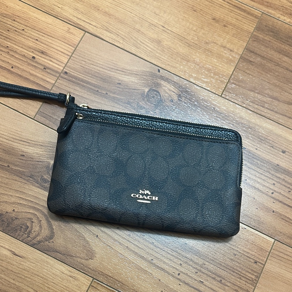 Coach Dark Patterned Wristlet
